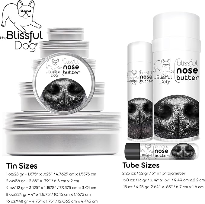 The Blissful Dog Vizsla Nose Butter for Dry, Cracked Skin, Lick-Safe Dog Nose Balm with Moisturizing Shea Butter, Almond, Olive, and Essential Oils, Pet Supplies, Uncented, 0.15 oz.