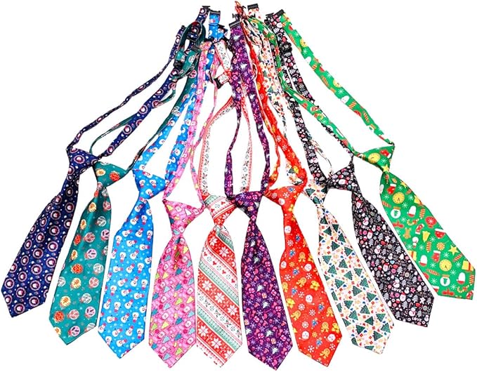 PET SHOW 10pcs Christmas Medium Dog Ties Neckties for Large Dogs Adjustable Holiday Grooming Accessories Neck Ties Bowties Girl Boy Festival Costumes Puppies Cats Photography Party Gift Favor