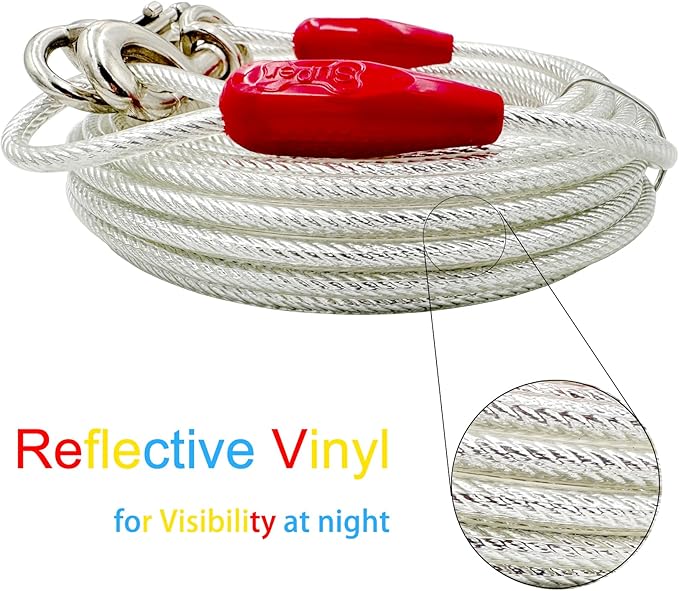 Petest 40ft Reflective Tie-Out Cable for Super Dogs Up to 250 Pounds