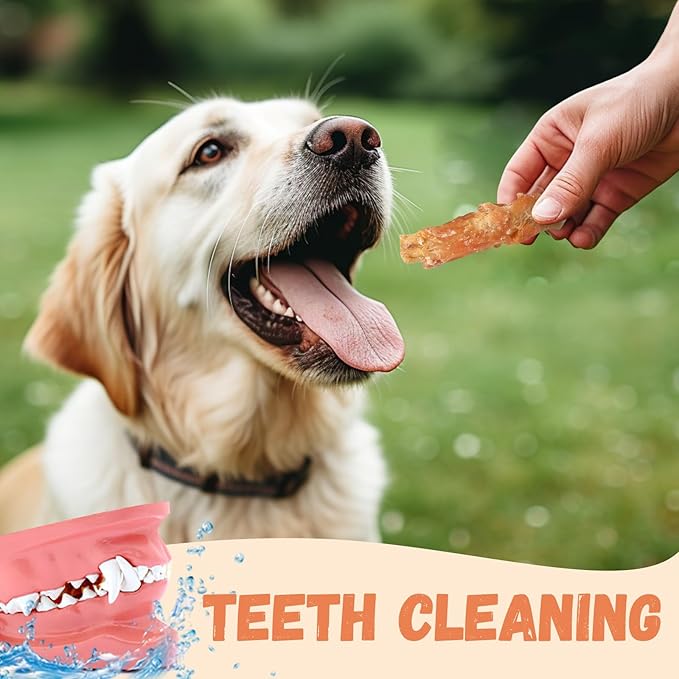 Dog Treats Chicken Wrapped Beef Cartilage w/Calcium Supplement, Long-Lasting Rawhide Free Grain Free Training Treats Snacks for Small Medium Large Dogs, 12 Counts, 10.6oz