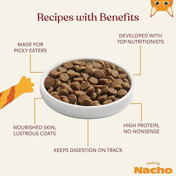 Made by Nacho Dry Cat Kibble 2lb Bag, High Protein and Grain-Friendly Premium Cat Food, Cage-Free Chicken & Pumpkin Recipe, Infused with Bone Broth for Hydration, Limited Ingredients, Single Bag