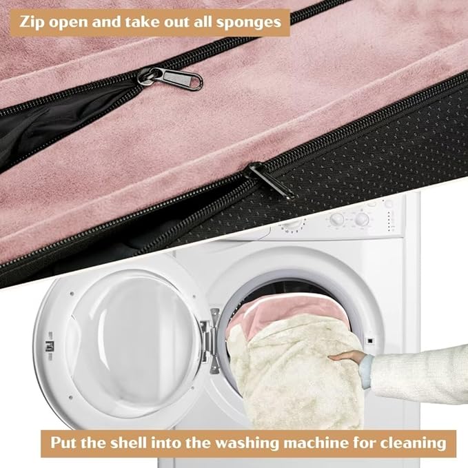 Comfort Expression Waterproof Orthopedic Foam Dog Beds Extra Large Dogs, XL Dog Bed with Bolster, Washable Pet Sofa Couch with Removable Cover & Non-Slip Bottom(X-Large,Pink)