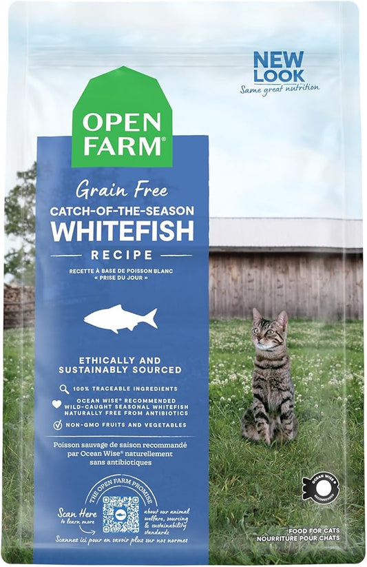 Open Farm Catch-of-The-Season Whitefish Grain-Free Dry Cat Food, Wild-Caught Fish Recipe with Non-GMO Superfoods and No Artificial Flavors or Preservatives, 2 lbs