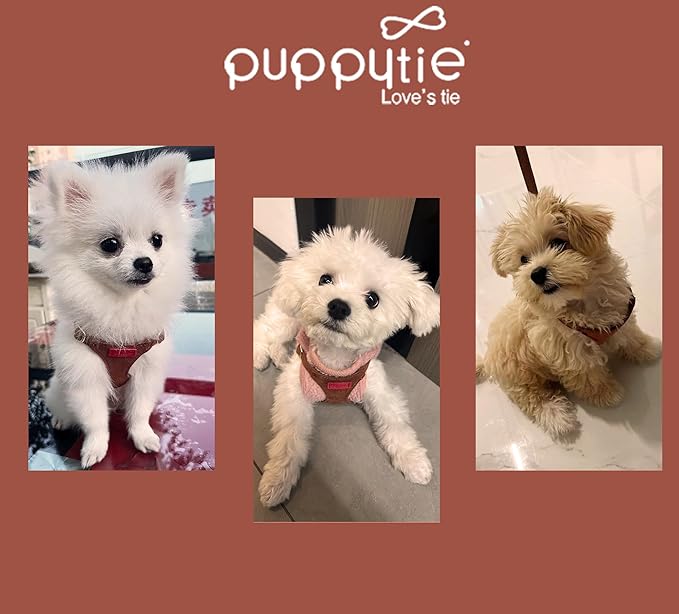 Puppytie No Pull Dog Harness with Multifunction Dog Leash,Soft Adjustable No Choke Escape Proof Pet Harness Vest for Medium Dogs or Large Dogs,Brown Caramel,M