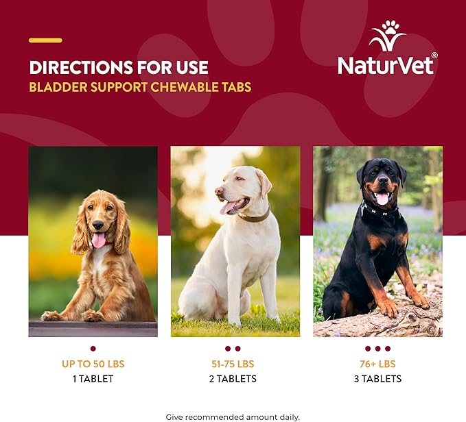 NaturVet – Bladder Support for Dogs – Plus Cranberry | Supports Healthy Bladder Control & Normal Urination | 60 Time Release Chewable Tablets