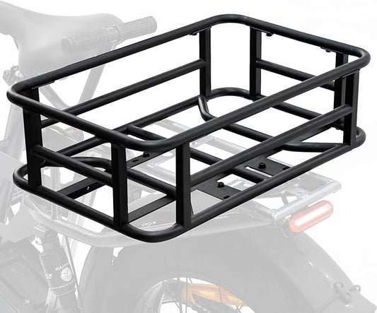 AWQM Large Ebike Basket, Waterproof Metal Electric Bicycle Basket, Quick Assemble Bike Accessories Rear Cargo Rack for Picnic, Pet, Sports