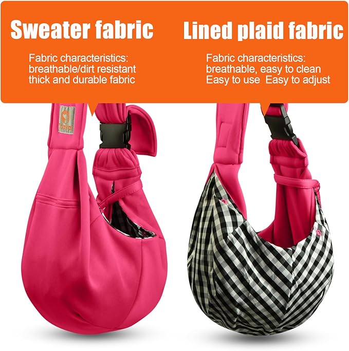 Tomkas Dog Sling Carrier for Small Dogs Puppy Carrier for Small Dogs (Rose red, for Pets Weight 2-7 lbs)