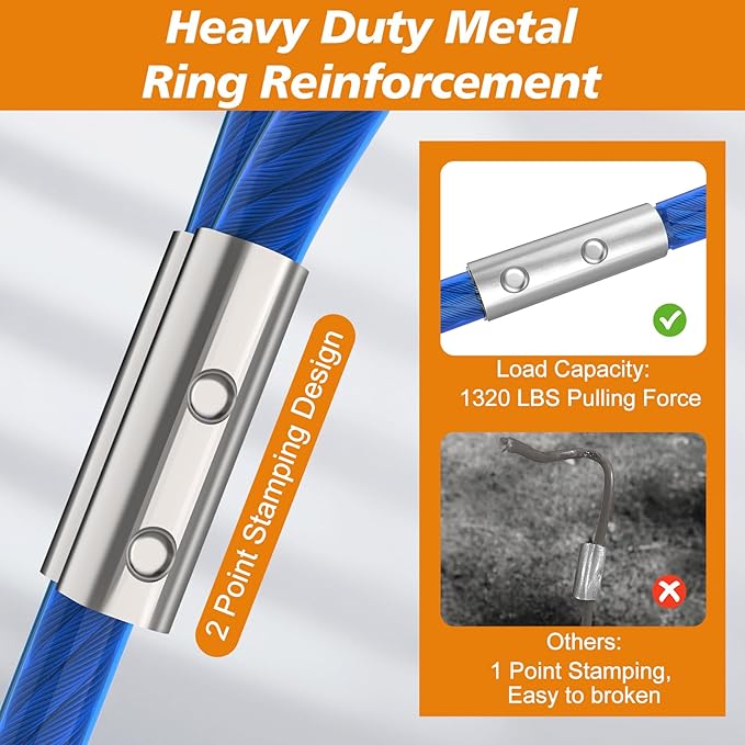 Tresbro 25 FT Dog Tie Out Cable with Spring, Shock Absorbing Tether Chains for Outside Aavilable in 10/15/20/25/30/40/50/70/100/120 FT, Heavy Duty Leads for Yard for Medium & Large Dogs Up to 500 LBS