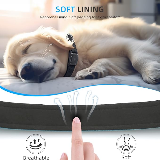 Upgraded AirTag Dog Collar, IP68 Waterproof Air Tag Dog Collar Holder, Reflective, Ultra-Durable, Comfortable Padded, Heavy Duty Dog Collars for Small Medium Large Dogs (M (12.6"-17.1"), Blue)