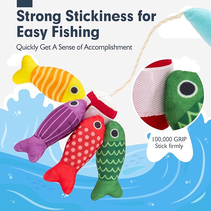 hahaland Montessori Toys for 1 Year Old - 10 in 1 Cloth Toddler Fishing Game with Stacking Cups, Baby Toy 12-18 Months One Year Old Boy Birthday Gift, Toddler Toys for 1 2 Year Old Boy Girl Gifts