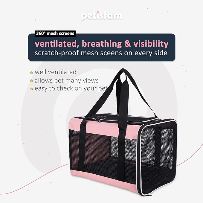 Easy Top Load Large Cat Carrier for Large and Medium Cats, Small Dogs. Easy to get cat in, Carry, Storage, Clean and Escape Proof, Pink