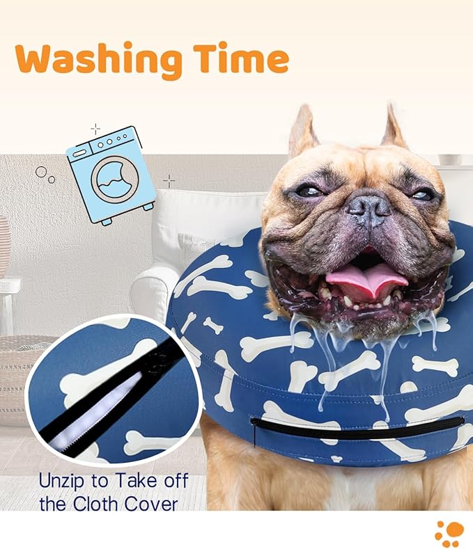 Supet Inflatable Dog Cone Collar for Large Medium Small Dogs, Soft Cone Collar for Dogs Cats, ECollar Doggie Neck Donut Dog Cone Alternative After Surgery