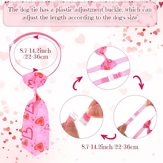 Talltalk 360 Pcs Halloween Dog Bow Ties Collars Set Adjustable Thanksgiving Christmas Fall Xmas Dogs Neckties Grooming Accessories for Small Medium Large Pet Cat Decoration(Valentine)