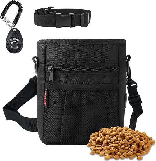 Dog Treat Pouch with Magnetic Closure, Treat Pouches for Pet Training, Large Dog Treat Training Pouch and Dog Clicker, Dog Training Treat Pouch Built-in Poop Bag Dispenser, Hands-Free Snack