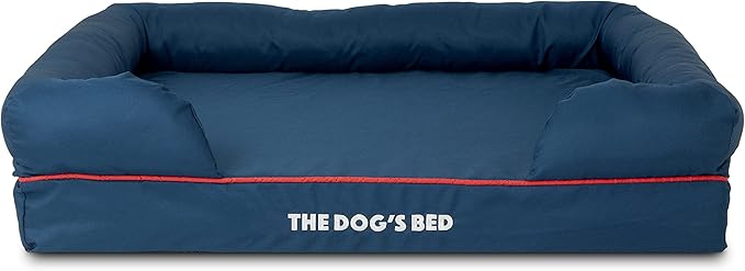 The Dog’s Bed, Large Oxford Blue/Red 36x27 Memory Foam, Pain Relief: Arthritis, Hip & Elbow Dysplasia, Post Surgery, Lameness, Supportive, Calming, Waterproof Washable Cover, Veterinary Approved