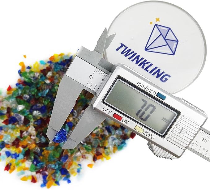 TWINKLING High Luster Crushed Glass, Broken Glass Chips for Fire Pit DIY Resin Art Epoxy Crafts, Nail Art, Geode Painting, 6-9mm(370g/13oz.) (Mixed Color)