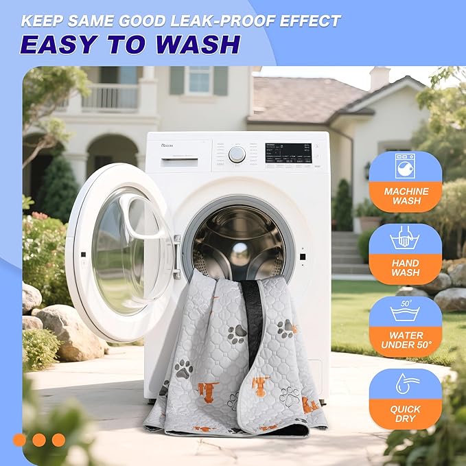 Washable Pee Pads for Dogs, 1 Pack Absorbent Reusable Training Dog Pads Pet Puppy Pads, Non-Slip Potty Pads for Whelping, Playpen, Crate, Bed, Orange, 65"x48"