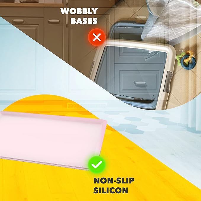 TidyFriend 2 Pack Dog Pee Pad Holder Tray Fits for 24” x 24” Wee Wee Pee Pads - Stable Grip, Raised Edges, Quick-Wipe Silicone Surface Dog Potty Tray Holder for Indoor Flooring Protection (Rose)