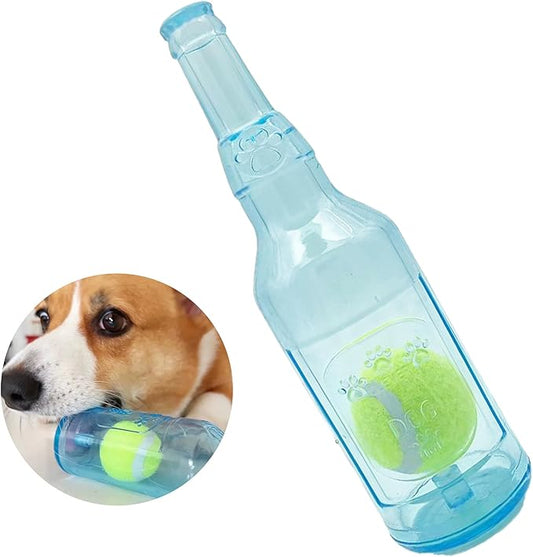 Dog Squeaky Chew Toy,Floating TPR Water Bottle Toys-Small Medium Large Breeds - Training Fetch -Indoor Outdoor Pool Beach Blue M