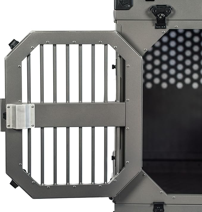 ROCK CREEK CRATES Collapsible Dog Crate: Meticulously Engineered, Durable Aluminum Construction, Non Slip Feet | 10 Year Warranty | Ideal for Indoor & Vehicle Use (White Snowfall, 30 Inch)