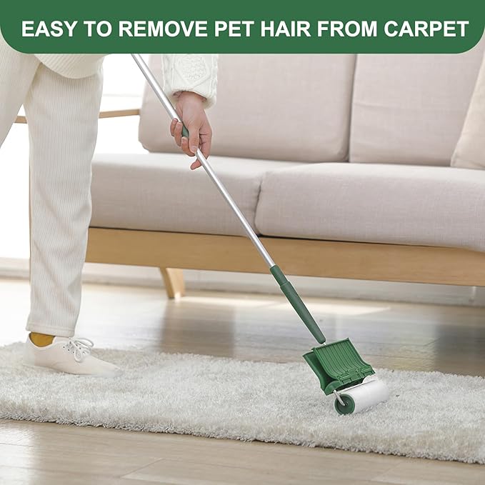 Fedicelly Large Lint Rollers Pet Hair Extra Sticky Floor, Cat Dog Hair Remover Laundry Clothes Carpet Furniture,6.3 inches Wider with 320 Sheets Giant Lint Remover Brush for Couch with Long Handle
