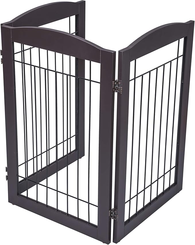 Spirich Freestanding Wire Pet Gate for Dogs, 30 inches Tall Dog Gate for The Houes, Doorway, Stairs, Pet Puppy Safety Fence, 3 Panels
