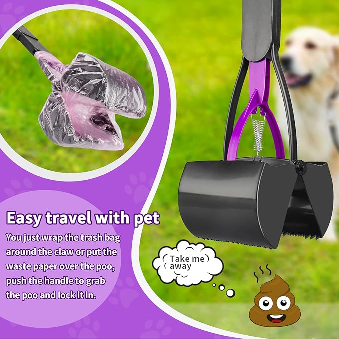 UPSKY 32'' Pooper Scooper for Large Small Dogs, Long Handle Dog Poop Scooper with Waste Bags, Portable Dog Poop Pick Up Tool, Folding Poop Scoop for Yard, Grass, Dirt, Gravel