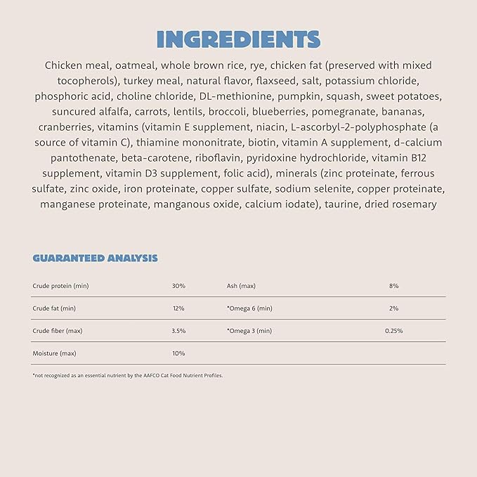 Range Rotisserie, Dry Cat Food, Chicken Meal and Turkey Meal Adult Recipe with Grains, 3 lb Bag