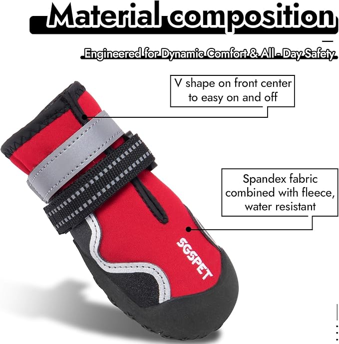 Dog Shoes for Large Dogs, Medium Dog Boots & Paw Protectors for Winter Snowy Day, Summer Hot Pavement,Waterproof in Rainy Weather,Outdoor Walking,Indoor Hardfloors Anti Slip Sole(Red, 3# (XS))