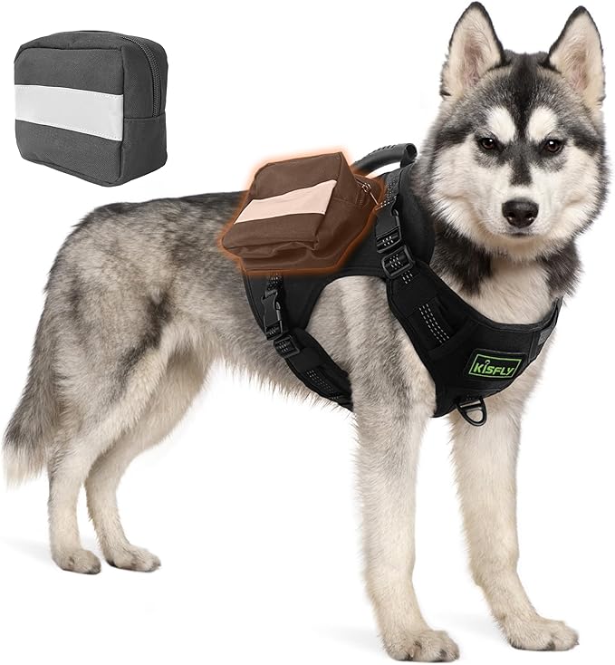 Tactical Dog Harness with Reflective Material, Adjustable Heavy-Duty No Pull Harness, Tear-Resistant Dog Tactical Vest with Handle, Breathable Outdoor Gear for Training, Hiking, Walking, Black L