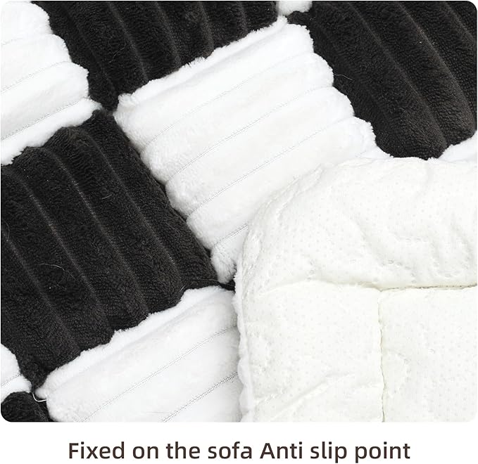 Dog Car Seat Cover for Back Seat, Plaid Backseat Pet Bed Mat, Non-Slip Travel Dog Bed for Backseat Extenders, 24.8" x 54", Black and White