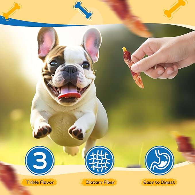 gazeupon Dog Treats，Chicken&Duck Wrapped Sweet Potato，Healthy Training Snacks for Dogs, Rawhide Free,14.1 oz