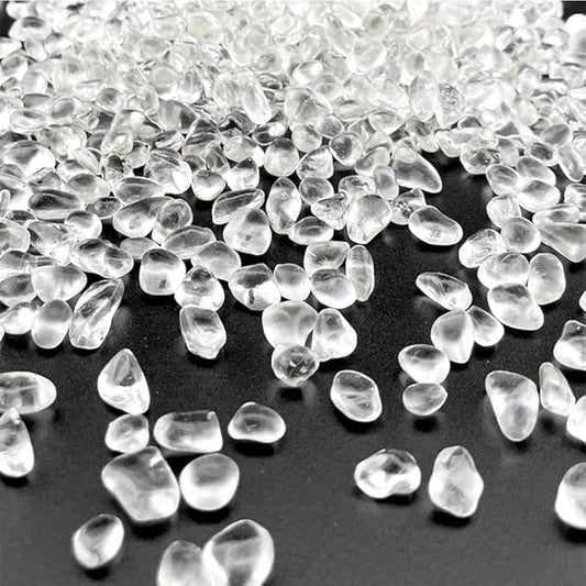 Glass Stones, 0.85LB/385g Clear Aquarium Gravel Rocks, Clear Pebbles for Fish Tank, Sea Glass for Vase Filler Craft