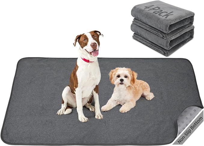 Reusable Pee Pads for Dogs, 24x48 4 Pack Washable Puppy Pads, Absorb Dog Mats Non-Slip Puppy Training Pads for Whelping, Potty, Training, Playpen, Crate