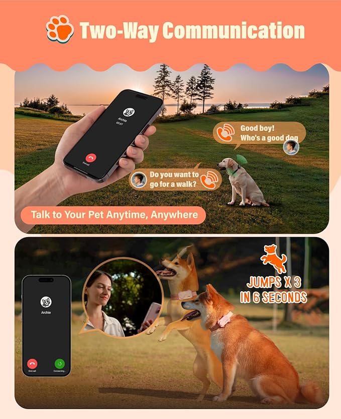 GlocalMe PetPhone for Dog and Cat, Support Play Music and Two-Way Call, Pet Community and AI Health Alerts, Real Time Tracking and Virtual Fence, Unlimited Range Pet GPS Tracker (Green)
