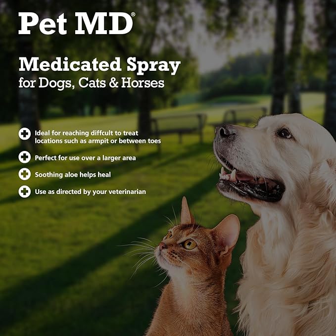 Pet MD Topical Spray for Dogs, Cats, and Horses with Essential Fatty Acids, Aloe and Vitamin E - 8 oz
