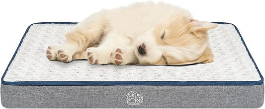 EMPSIGN Reversible Cool and Warm Dog Bed for Crate Pad, Pet Beds with Washable and Removable Cover, Dogs Crate Bed Sleeping Mats, Bed for Dog Crate for Large Medium Small Dogs, Grey