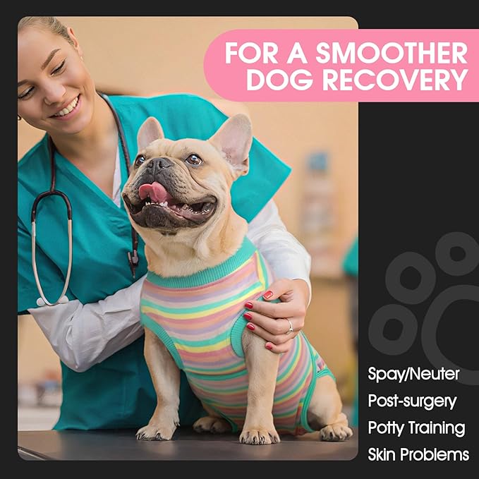 FUAMEY Recovery Suit,Soft Breathable Pet Bodysuit E-Collar & Cone Alternative Surgical Suit Puppy Wear, Anti Licking Wounds Doggie Onesie for Small Medium & Large Pets Dogs,cats,XXL(chest:32.3-39.3)