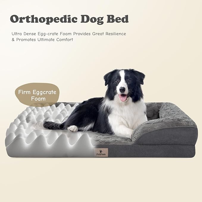 Orthopedic Dog Bed for Large Dogs - Big Washable Dog Sofa Beds Large, Supportive Foam Pet Couch Bed with Removable Washable Cover, Waterproof Lining and Nonskid Bottom