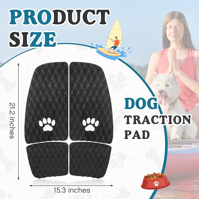 Dog Traction Pad Dog Paddle Board Kayak Accessories 21.2 x 15.3 Inch Non Slip Deck Grip Mat Surfboard Traction Good Grip EVA Foams for SUP Skimboard Paddleboard Surfboard