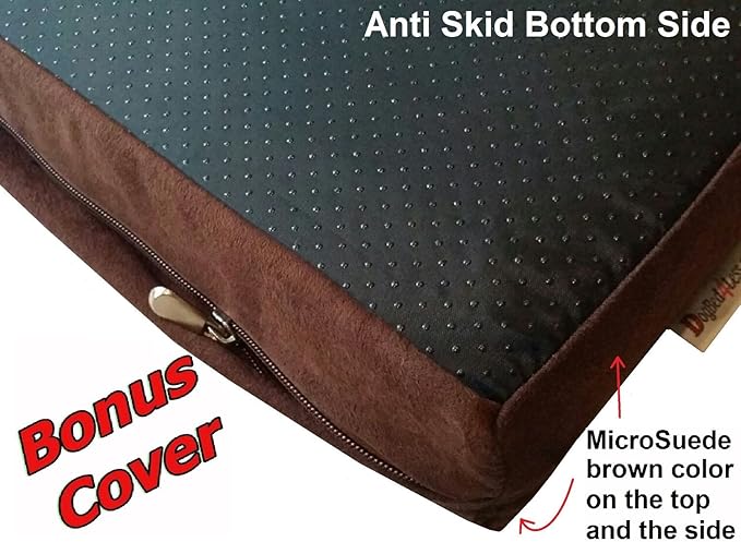 Dogbed4less Large Orthopedic Memory Foam Dog Bed for Medium to Large Dogs with Durable Waterproof Internal Case, Removable Washable Denim Cover + Bonus Pet Bed Case, 41X27X4 Fit 42X28 Dog Crate, Brown