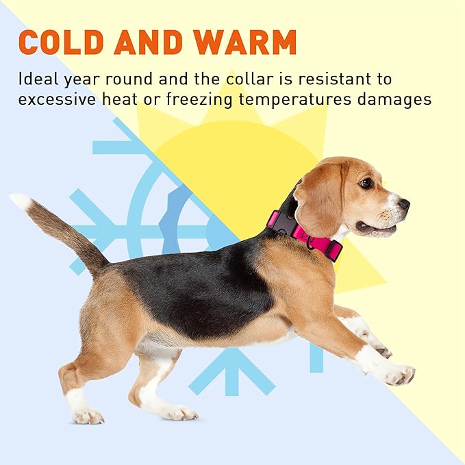 Dogline Biothane Waterproof Dog Collar with Quick Release Buckle Strong Coated Nylon Webbing with Odor- Proof for Easy Care Easy to Clean Fits Small Medium or Large Dogs, Pink 1" W 15-23" L