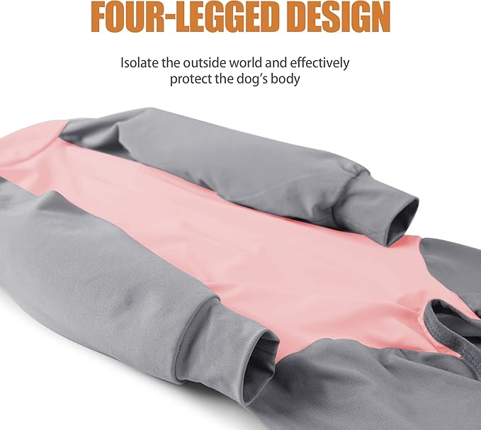 Dog Recovery Suit, Abdominal Wound After Surgery Wear, Prevent Licking Wounds, E-Collar & Cone Alternatives, Long Sleeve Postoperative Shirts Dog Bodysuit Prevent Shedding(Small, Pink)