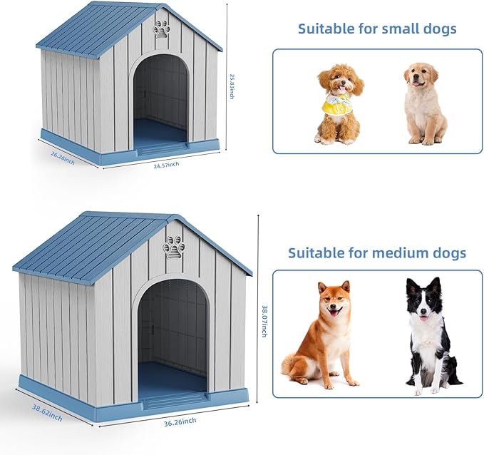 Vixzen Dog Houses Resin Outdoor Dog Kennel Small Indoor Dog House for Home & Garden Use