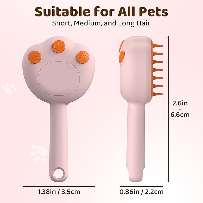 Steam Cat Brush, 6-in-1 Dog Brush Spritz Defur Comb, Steamy Skin Friendly Deshedding Grooming Tool, Suitable for Shedding & Haired Pets, Pet Supplies Accessories,Pink