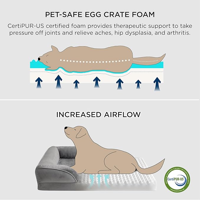 Bedsure Orthopedic Dog Beds for Small Dogs - Washable Small Dog Cat Bed Waterproof, Comfort Pet Couch Sofa with Washable Removable Cover, Pets Bed with Nonskid Bottom, Lavender, 24"