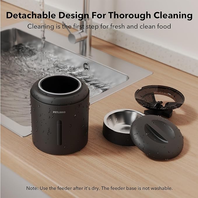 PETLIBRO Automatic Cat Feeder, 5G WiFi Automatic Dog Feeder with Freshness Preservation, 5L Timed Cat Feeder with Low Food Sensor, Up to 10 Meals Per Day, Granary Pet Feeder for Cats, Black