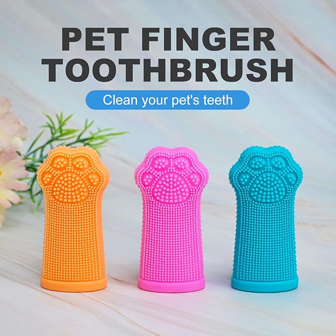 Hera Harmony Finger Toothbrush for Small Dogs, Cats & Puppies, Soft Silicone, 3 Pack