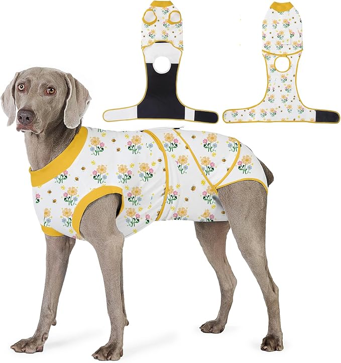 Recovery Suit for Dogs After Surgery, Professional Dog Surgical Suit for Female Spay, Male Neuter, E-Collar & Cone Alternative Dog Onesie for Abdominal Wounds Skin Disease, Yellow, XL