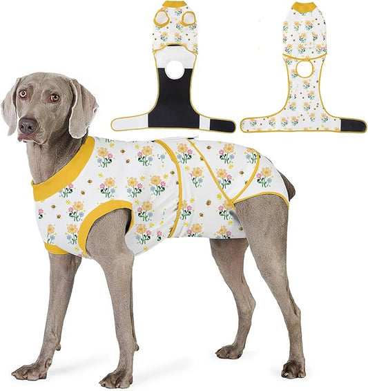 Recovery Suit for Dogs After Surgery, Professional Dog Surgical Suit for Female Spay, Male Neuter, E-Collar & Cone Alternative Dog Onesie for Abdominal Wounds Skin Disease, Yellow, XXL